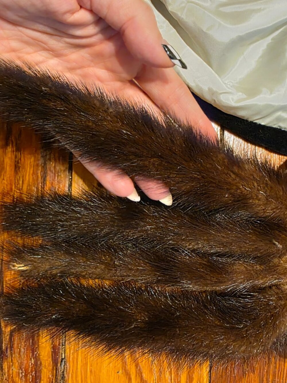 1940s 1950s Vintage Velvet Evening Shawl Wrap with Mink Tails - Picture 6 of 9